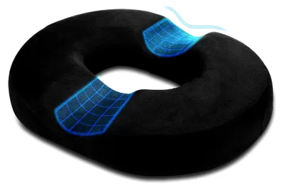 Produktbild von Donut Sitzkissen – Ergonomisches Ringkissen für Bürostühle und Zuhause, Lindert Druck durch langes Sitzen, 45 cm, Schwarz