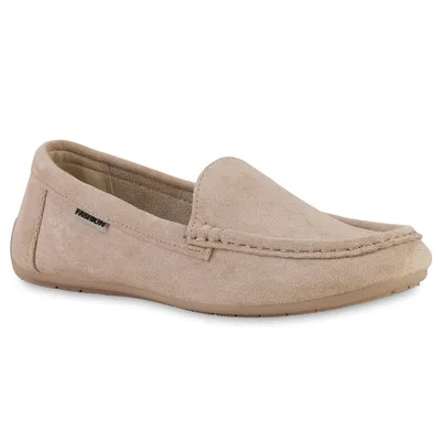 Produktbild von VAN HILL Damen Mokassins Slippers Bequeme Profil-Sohle Slip On Schuhe 840892, Farbe: Beige, Größe: 37