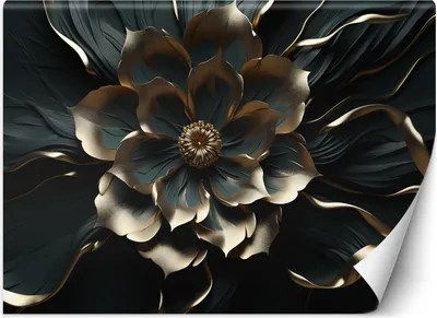 Produktbild von Vlies fototapete Goldene Glamour-Blume 150x105 cm Feeby Schwarz inkl. Kleber einfache Montage
