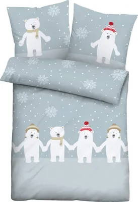 Produktbild von Biberna Kinder-Bettwäsche eisblau 1x 100x135 cm + 1x 40x60 cm