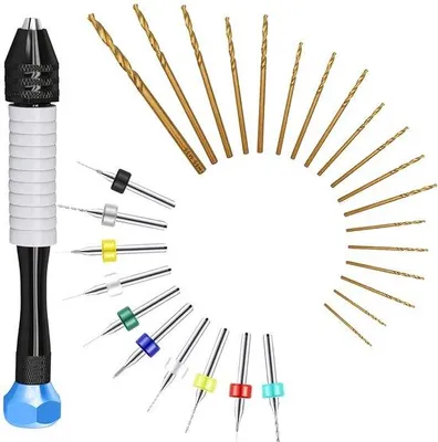 Produktbild von Mini-Handbohrset mit Spitztang | Mini-Handbohrer - Handbohrer mit Spitztang, kleine Bohrer für Härkralen und Polymerkleber | DIY-Schmuckmacher-Set