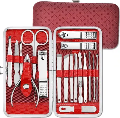 Immagine prodotto di EDIBAZZAR | Set per la cura delle unghie da 19 pezzi con borsa da viaggio per manicure