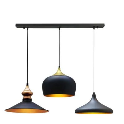 Produktbild von Pendelleuchte Esstisch 3 Flammige E27 Schwarz Metall Hängelampe