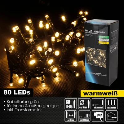 Produktbild von LEX 80er LED Lichterkette für Innen- und Außenbereich, IP44, 6,3 m