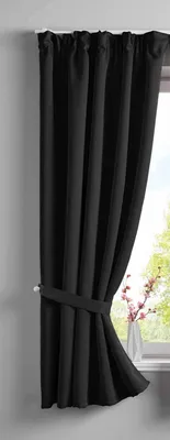 Produktbild von Vorhang Blickdicht »NewYork« verdeckte Schlaufen Schwarz HxB 160x140 cm 1er-Pack Thermo-Gardine Verdunkelungsvorhang Blackout schalldämmend Kräuselband Raffhalter 202020610