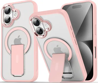 Immagine prodotto di Custodia magnetica per iPhone 17, compatibile con MagSafe, retro opaco, cover antiurto con supporto Rosa