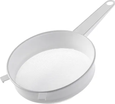 Zdjęcie produktu dla Sito, materiał filtracyjny, średnica 200 mm, certyfikat FCM, wszechstronne zastosowanie, kolor biały, Obraz wygenerowany przez AI