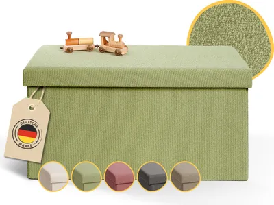 Immagine prodotto di Panca grande Laleni con spazio di archiviazione - Panca con spazio di archiviazione 76x38x38 cm - Cassapanca con spazio di archiviazione - Sgabello comodo con spazio di archiviazione - Cassetta di seduta verde