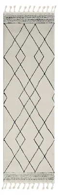 Obrázek produktu pro Koberec MY-RUG, Ella, 250x80, bílý, koberec s hlubokým vlasem, moderní, marocký design, nadýchaný měkký, skandinávský vzor diamantů, běhoun