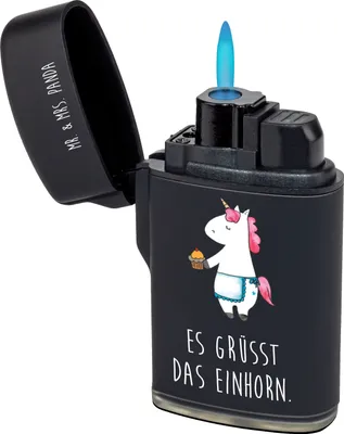 Produktbild von Mr. & Mrs. Panda zigarettenanzünder Einhorn Muffin - Schwarz - Geschenk, Zünder, sturmfeuerzeug, Geburtstag, Gasfeuerzeug, Feuerzeuge, Unicorn, Feuerzeug, Glückwünsche