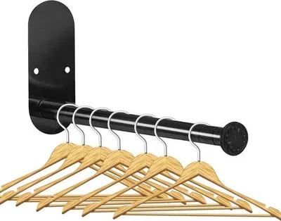 Produktbild von 2-teiliger einziehbarer Kleiderhanger, Edelstahl, schwarz, Wandmontage