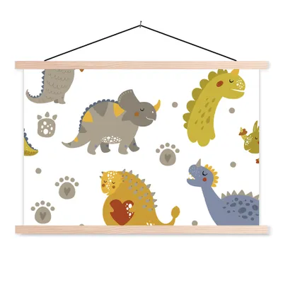 Obrázek produktu pro MuchoWow® Textilní plakát - Dinosaurus - Děti - Design - Chlapci - Dívky - Děti - 60x40cm - S hnědými lamelami