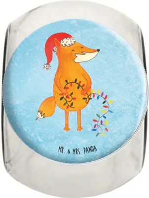 Produktbild von Mr. & Mrs. Panda Teedose Fuchs Weihnachten L 870ml - Eisblau - Geschenk, glasbehälter, schraubglas, Winter, Weihnachtszeit, Weihnachtsmann, Heiligabend, Nikolaus