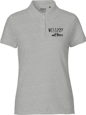 Produktbild von Huuraa Damen Polo Shirt Wessi mit Herz S Sport Grey Bio Baumwolle Fairtrade Poloshirt Geschenkidee