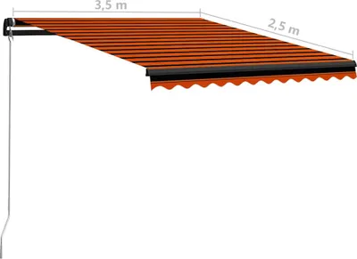 Obrázek produktu pro vidaXL Markýza ručně zatahovací LED 350x250 cm oranžová a hnědá