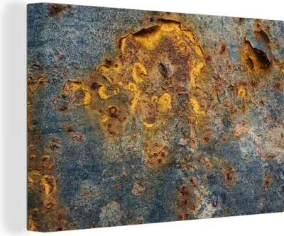 Produktbild von OneMillionCanvasses® - Leinwandbilder - 150x100 cm, Stahl - Rost - Gold, Wandbilder Kunstdruck Wanddekoration - Foto auf Leinwand - Gemälde auf Holzrahmen