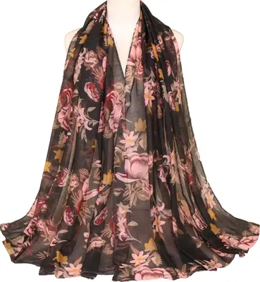 Produktbild von Halstuch BE-27339 - Schwarz 2 mit floralem Druck KP27339