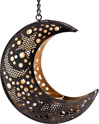 Produktbild von Teelichthalter Mond Orientalisches Licht aus Eisen 18x15cm Kerzenhalter Deko