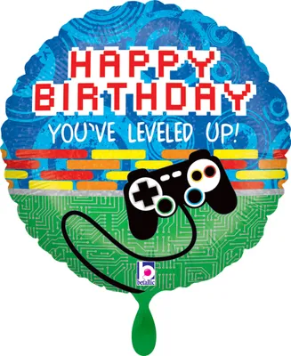 Produktbild von Folienballon rund 45cm Game Controller Happy Birthday