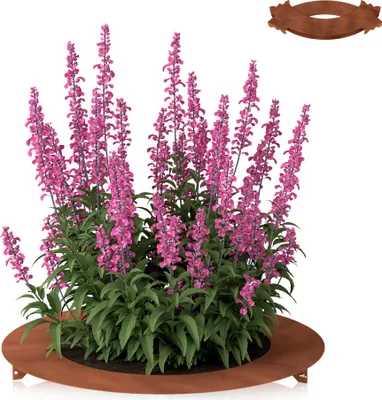 Produktbild von UISEBRT Cortenstahl Rostoptik Runde Rasenkante Außen-Ø 90cm, Stabil als Beetbegrenzung und Pflanzring für Garten und Terrasse