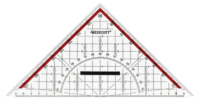 Produktbild von Westcott Geometriedreieck 22 cm mit abnehmbarem Griff | Transparentes Geometrie-