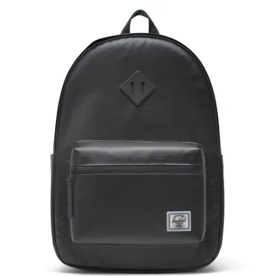 A black Herschel backpack is shown against a white background.