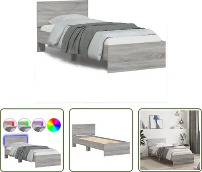 Immagine prodotto di The Living Store Struttura letto con testiera e luci LED Grigio Sonoma 75x190 cm