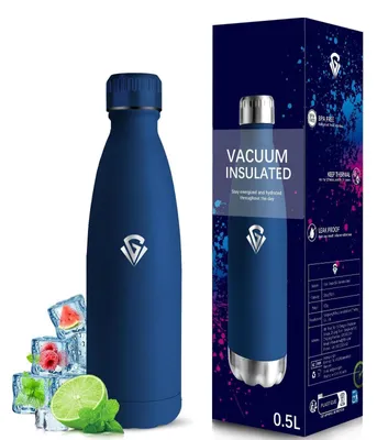 Immagine prodotto di Borraccia in acciaio inossidabile da 500 ml - A doppia parete isolata e a prova di perdite - Priva di BPA