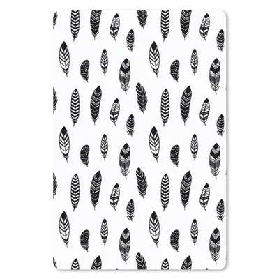 Produktbild von MuchoWow® Mauspad Mousepad Federn - Schwarz und weiß - Muster - Vogel 18x27 cm - Mousepads - Maus Mat - Pad - Mausunterlage