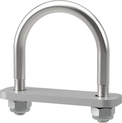 Obrázek produktu pro U-šroub M10 s upínací deskou a maticemi kulatý trubkový přívěs pozinkované SUPROD, M10, Ø60 mm