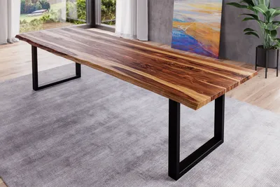 Produktbild von Baumkantentisch 300x100cm Shinafarben lackiert Schwarz LONDON
