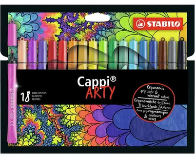 Produktbild von STABILO Filzstift mit Kappenring - Cappi - ARTY - 18er Pack - 18 verschiedene Farben