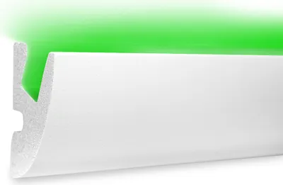 Produktbild von LED Einbauprofil aus Styropor mit Hartbeschichtung, Trockenbau Stuckleisten (1.15 Meter KD303) Lichtvouten Weiß Deckenleisten Indirekte Beleuchtung