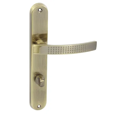 Produktbild von DOMINO Türgriff 78 Drückergarnitur WC - Badezimmer Set | Links & Rechts Türbeschlag für WC/Badezimmertüren | L-Form | Aluminium |Bronze| ALMA ECO M3 |