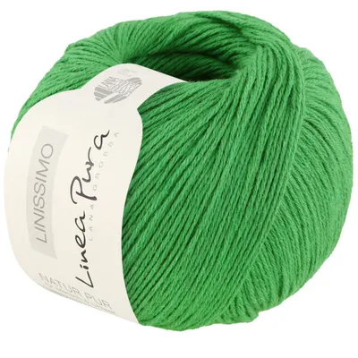 A ball of green yarn with a label.