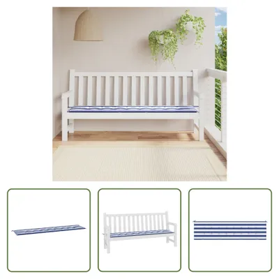 Obrázek produktu pro The Living Store Polštář na zahradní lavici Blue&White Striped 200x50x3 Fabric