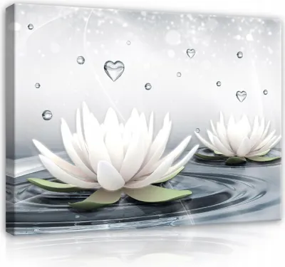 Produktbild von Leinwandbild Blumen Lilien Abstrakt 120x80 cm XXL Modern Canvas Bilder Leinwandbilder Schlafzimmer Wohnzimmer Wandbilder Kunstdruck Wand Bild auf Leinwand Aufhängefertig