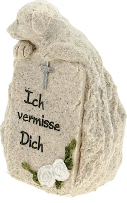 Produktbild von Stein mit Hund "Ich vermisse Dich" Grabschmuck
