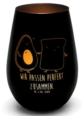 Produktbild von Mr. & Mrs. Panda Windlicht Glas Avocado Toast - Schwarz - Geschenk, Liebe, Hochzeit, Kerzenhalter, Toastbrot, Kerzenglas, Teelichthalter, Laterne