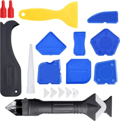 Produktbild von 19pcs 3 in 1 Silikon-Dichtungswerkzeuge Dichtmittel Endbearbeitungswerkzeug Moertel Schaber Waschbecken Verbindung Grosse Werkzeuge fuer Kueche Badezimmer Fensterboden