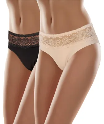 Produktbild von Merry Style Damen Slip MSGAB21 ((2Pack) Schwarz/Beige, 42 (Herstellergröße: XL))