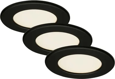 Zdjęcie produktu dla Lampa wpuszczana LED ultrapłaska zestaw 3 3000K 6W IP44 czarna Ø11,5cm Briloner
