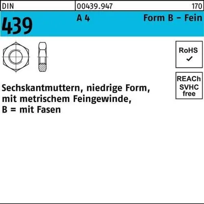 Produktbild von Reyher  Sechskantmuttern DIN 439 A 4 BM 30 x 2 A 4 (10 Stück)