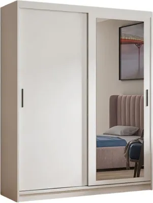 Obrázok produktu pre Šatníková skriňa Henry so zrkadlom 120 cm, vrátane 2 posuvných dverí (biela)
