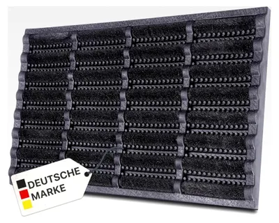 Produktbild von Fußmatte aus Kokos 45x75 cm Schwarz - Wetterfest, rutschfest, robust - Fußabtreter mit Kokosbürsten - Schmutzfangmatte für Außen- und Innenbereich - Türmatte aus Gummi und Kokos
