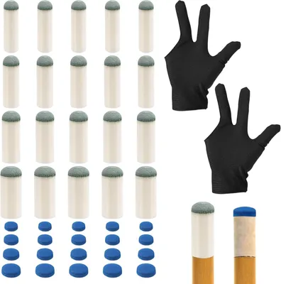 Imagen del producto de Juego de puntas para tacos de billar, con 40 unidades, en 4 tamaños diferentes, incluye un guante, ideal para snooker y billar