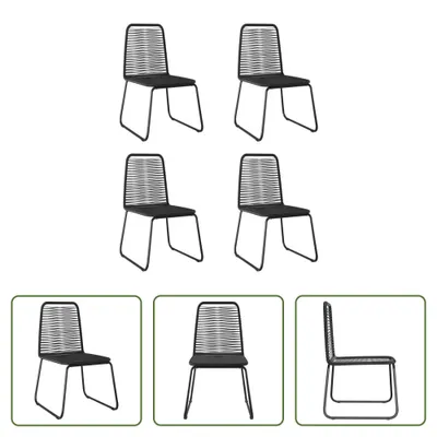 Image de The Living Store Chaises de jardin 4 pcs. Poly rotin noir