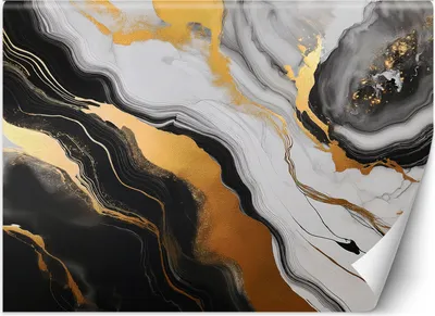 Produktbild von Vlies fototapete Schwarzer grauer Marmor mit goldener Abstraktion 150x105 cm Feeby Gold inkl. Kleber einfache Montage