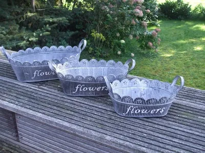 Produktbild von Pflanztopfset, Zinkbottiche ( 3 Stück) Pflanztöpfe, Blumentopf, grau