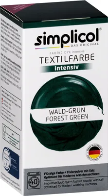 Produktbild von simplicol Textilfarbe intensiv: DIY Färbemittel in 23 Farben inkl. Farb-Fixierer, Farbe:Wald-Grün (1812), Größe:1er Pack